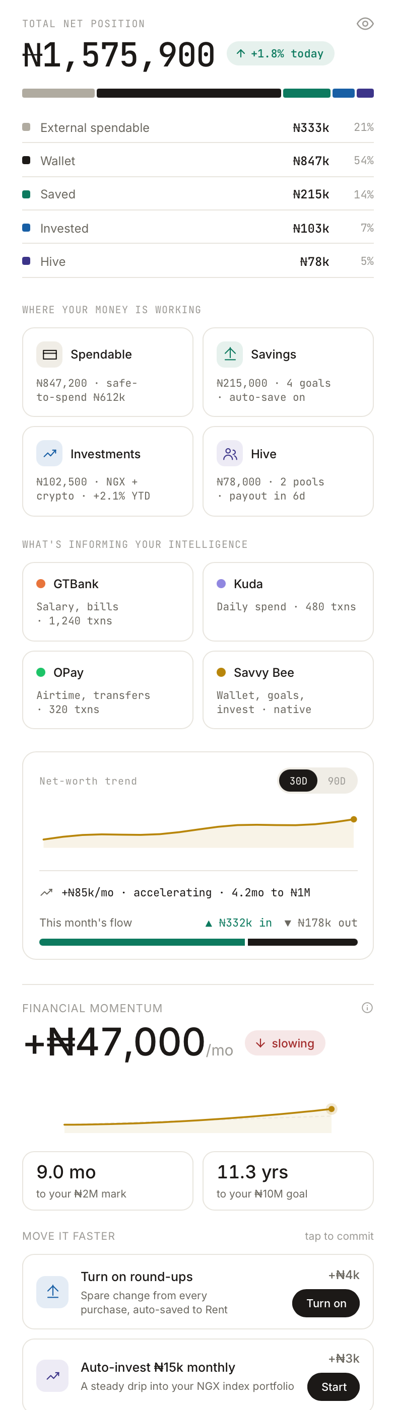 Savvy Bee home screen